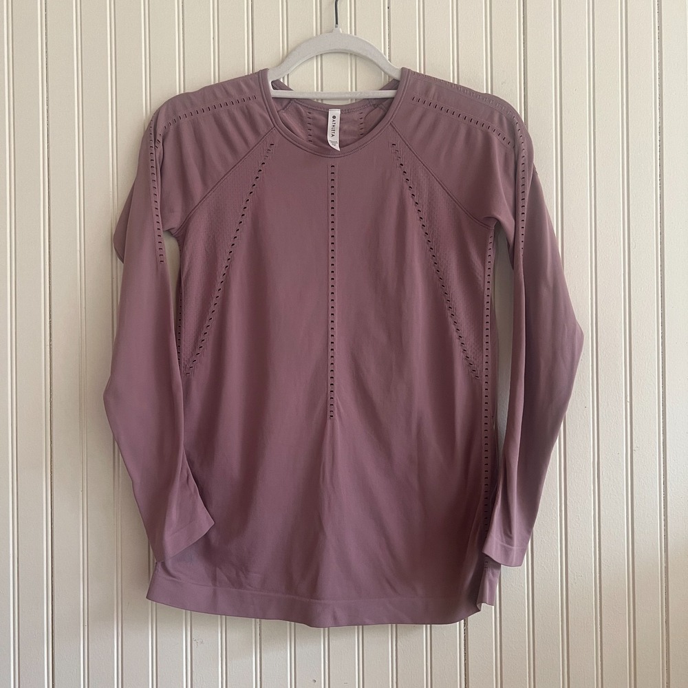 Athleta‎ Foothill Long Sleeve Shirt, mesh ventilation, X-Small Mauve